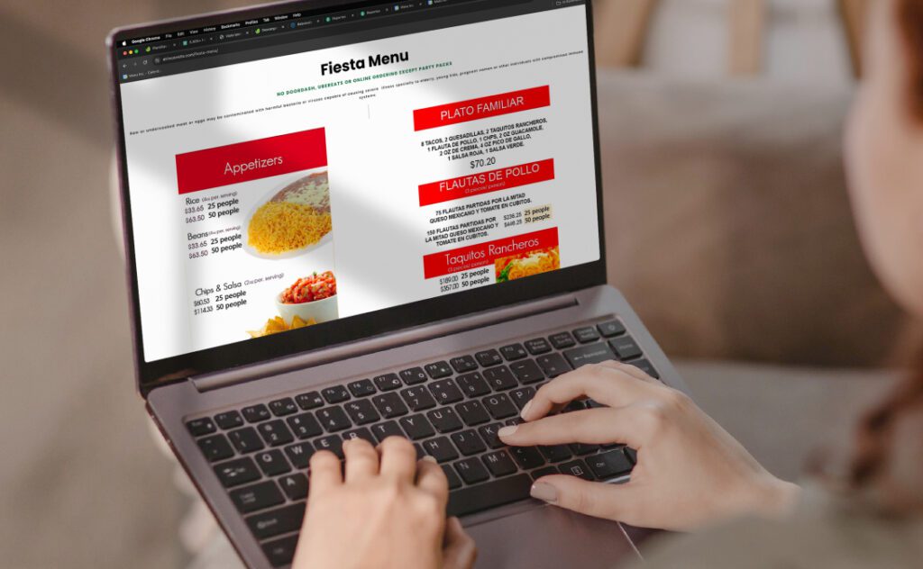 Mockup laptop, fiesta menu